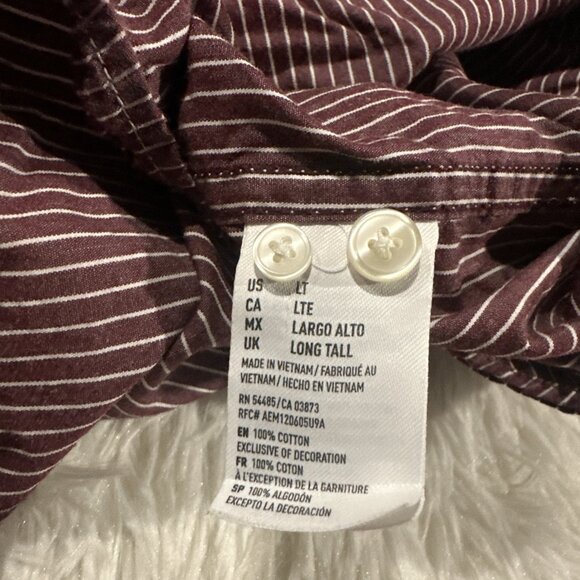 American Eagle Outfitters mens striped button down shirt LT collared preppy - Picture 9 of 11